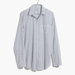 Madewell Bristol Stripe Gray White Button Shirt